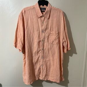 Ashworth‎ Men’s Button Up Shirt XL 100% Linen Muted Orange Beachy Casual Summer